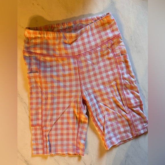 J. Crew Pants - JCrew Pink Gingham Biker Shorts with Pockets